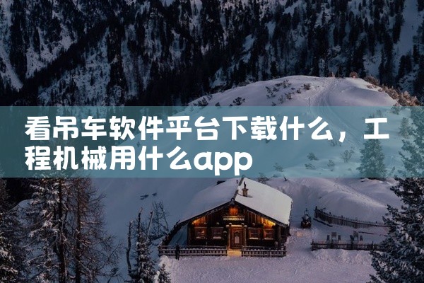 看吊车软件平台下载什么