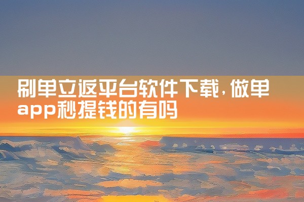 刷单立返平台软件下载