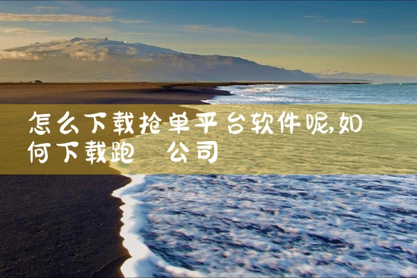 怎么下载抢单平台软件呢