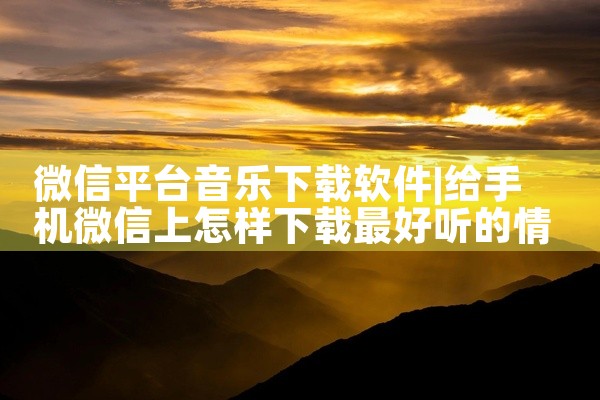 微信平台音乐下载软件